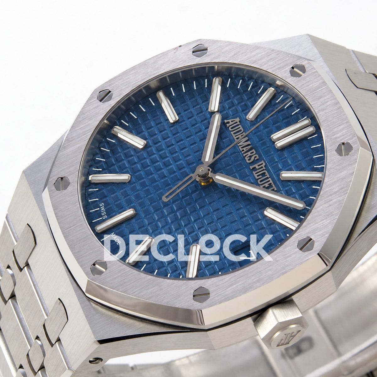Audemars Piguet Royal Oak 15510ST.OO.1320ST.06 JF blue dial steel bracelet DD4302 — right angle