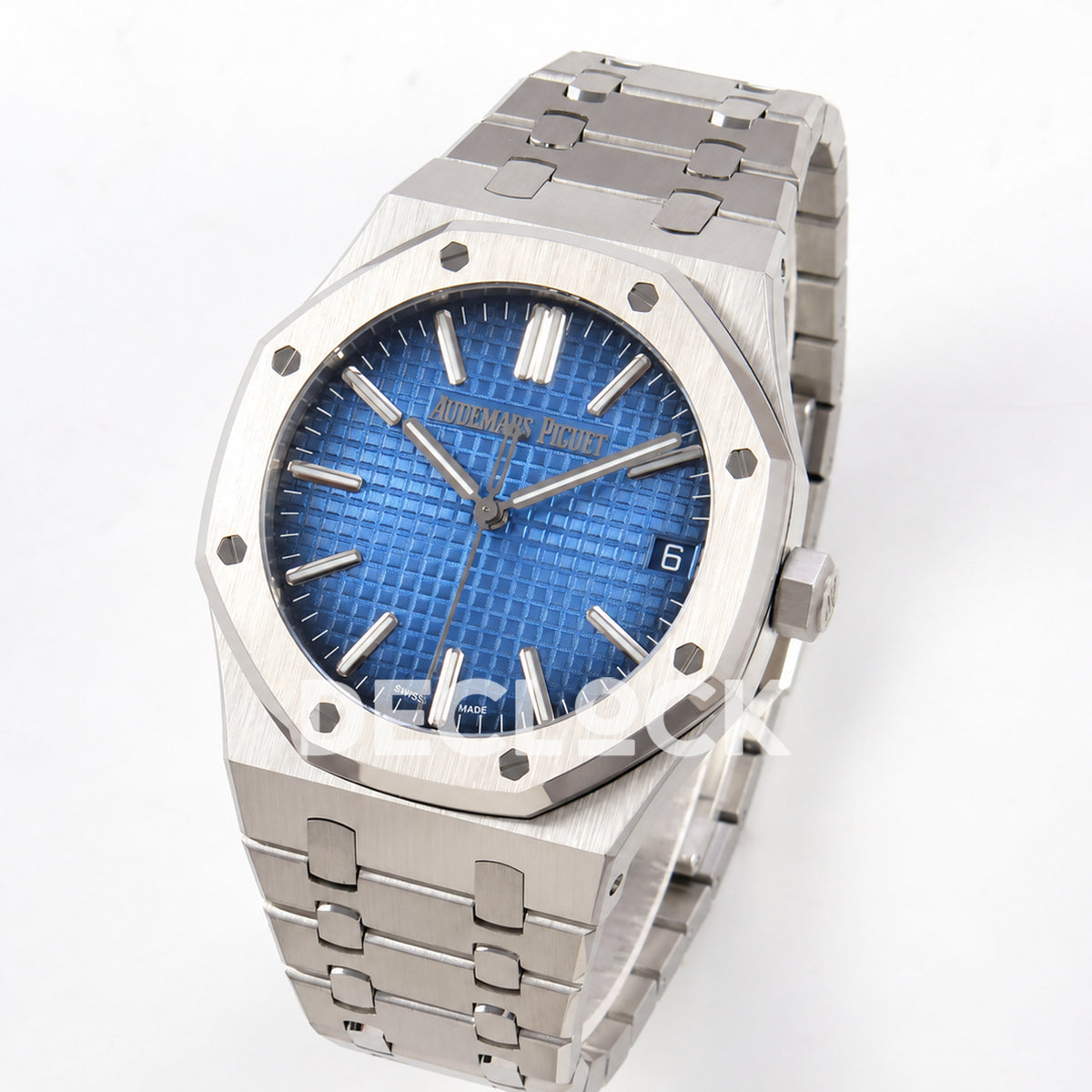 Audemars Piguet Royal Oak 15510 JF steel blue ombre dial DD4302 — angled front