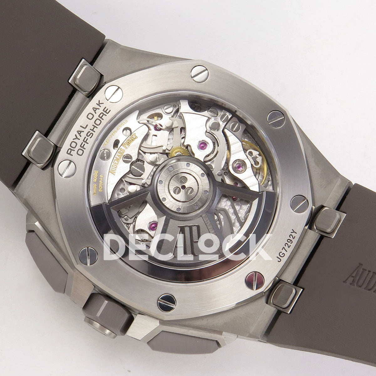Audemars Piguet Royal Oak Offshore 26420 DDF replica - transparent caseback, AP rotor and original movement with caseback ring installed