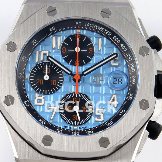 Audemars Piguet Royal Oak Offshore 42 26238ST.OO.A340CA.01 Steel Baby Blue OCTA SA4404 Free Sprung replica - dial closeup