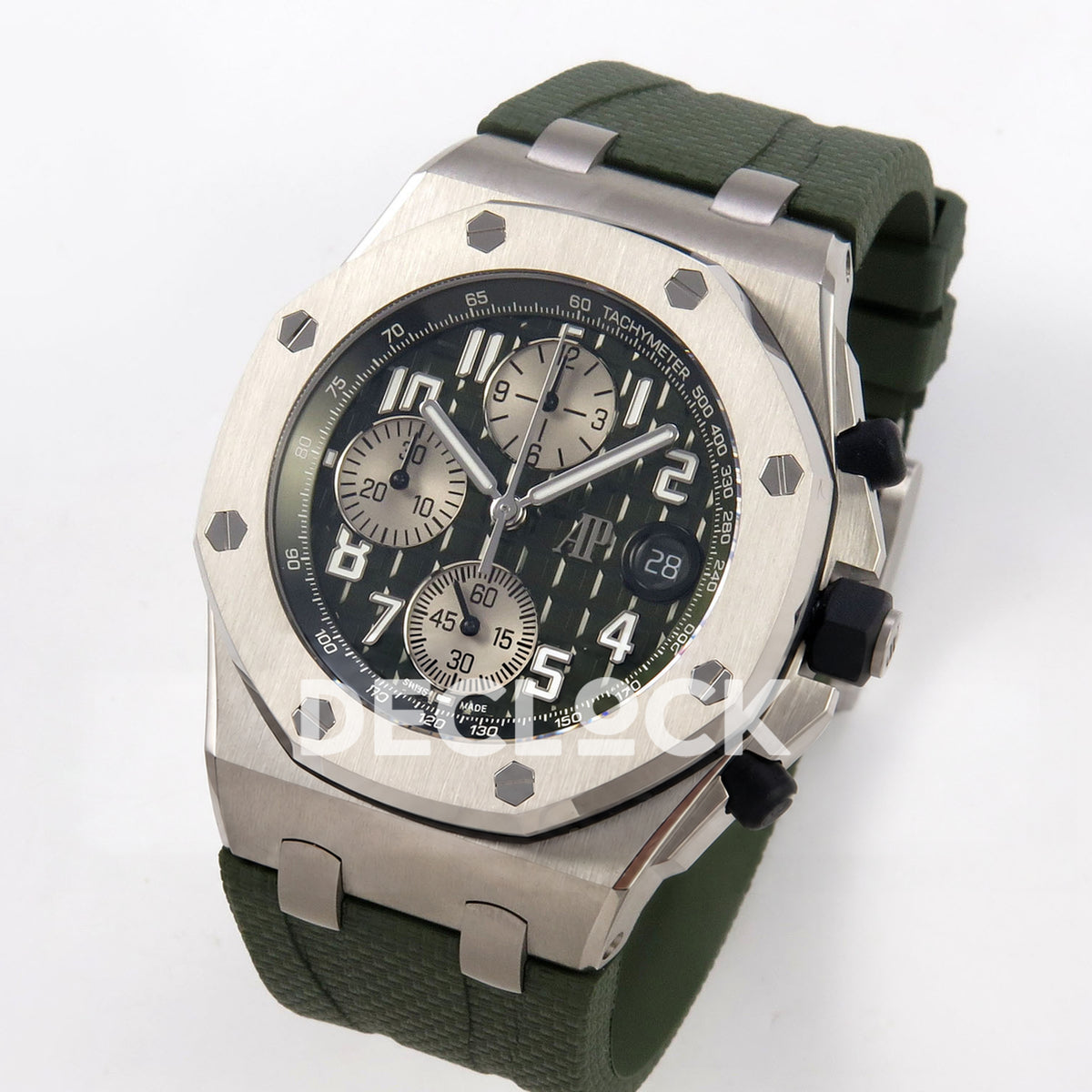 Audemars Piguet Royal Oak Offshore 42 26238TI.OO.A056CA.01 Titanium Green OCTA SA4404 Free Sprung replica - three quarter