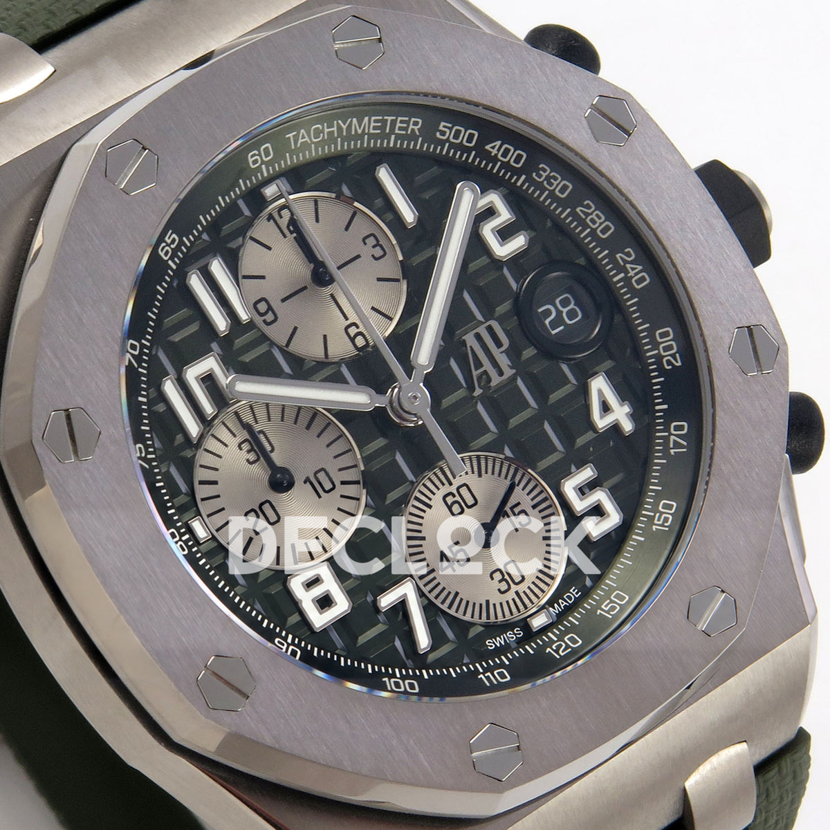 Audemars Piguet Royal Oak Offshore 42 26238TI.OO.A056CA.01 Titanium Green OCTA SA4404 Free Sprung replica - dial angle