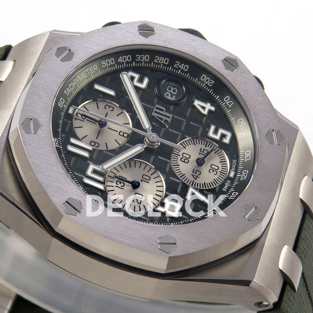 Audemars Piguet Royal Oak Offshore 42 26238TI.OO.A056CA.01 Titanium Green OCTA SA4404 Free Sprung replica - dial opposite angle
