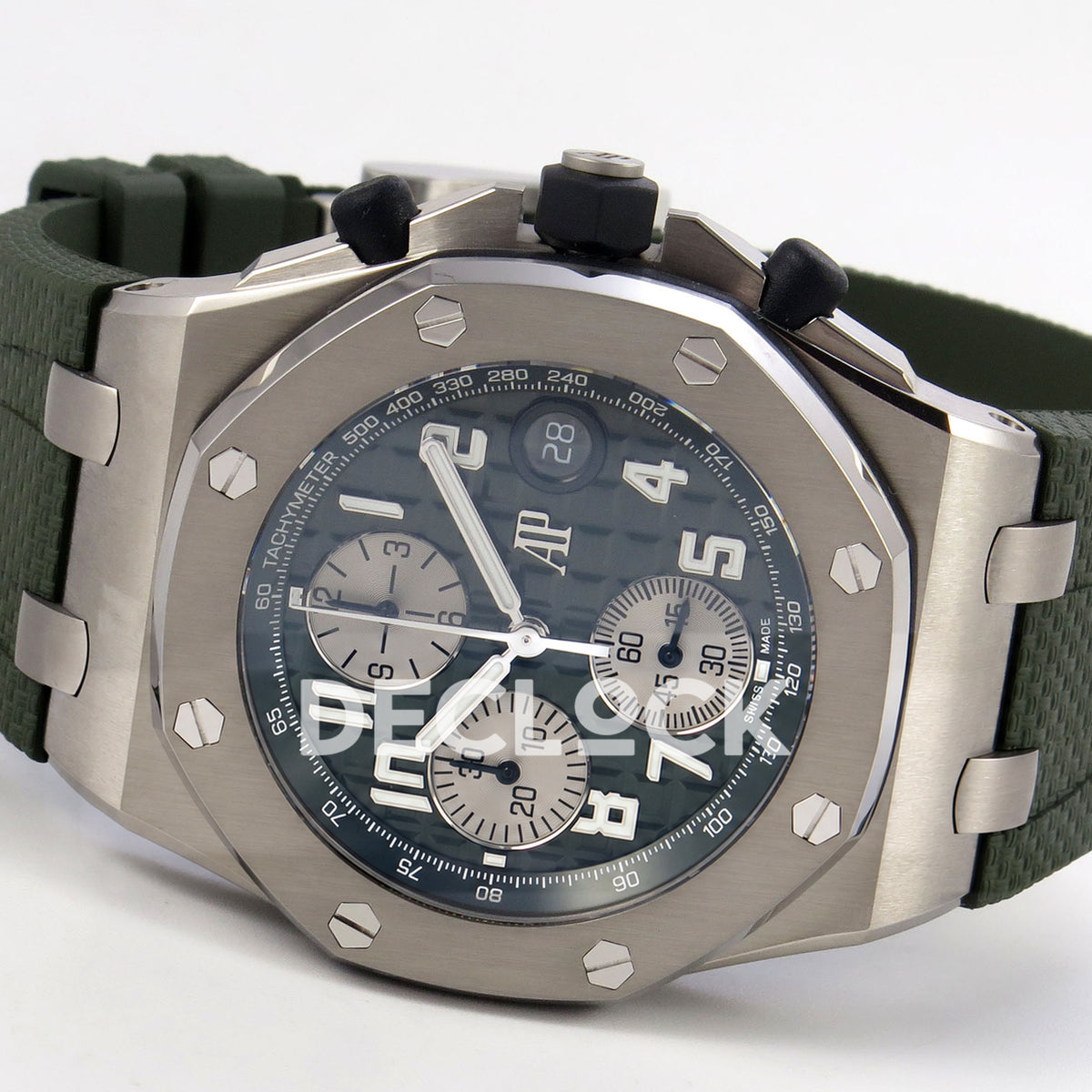 Audemars Piguet Royal Oak Offshore 42 26238TI.OO.A056CA.01 Titanium Green OCTA SA4404 Free Sprung replica - full watch crown side