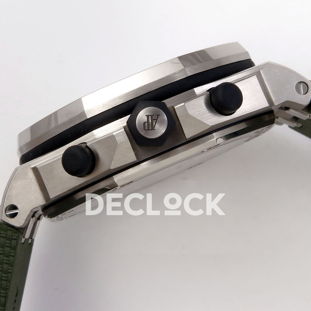 Audemars Piguet Royal Oak Offshore 42 26238TI.OO.A056CA.01 Titanium Green OCTA SA4404 Free Sprung replica - crown side