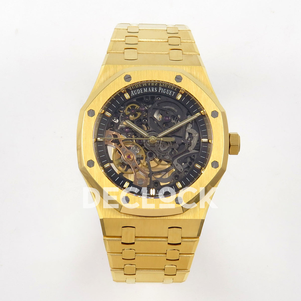Audemars Piguet Royal Oak Openworked 15407BA DDF replica - openworked dark dial and yellow gold-tone integrated bracelet