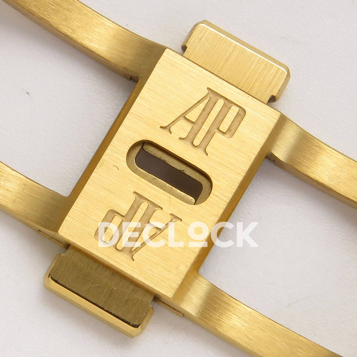 Audemars Piguet Royal Oak Openworked 15407BA DDF replica - original AP engravings inside the folding clasp and gold-tone clasp arms