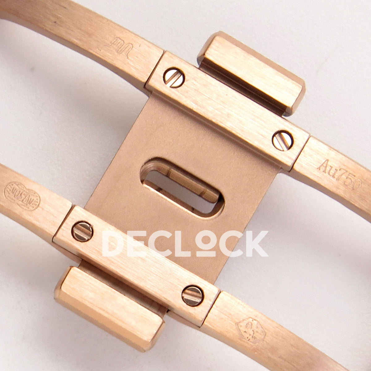 Audemars Piguet Royal Oak Openworked 15407OR DDF replica - original Au750 and Swiss hallmarks on the gold-tone folding clasp
