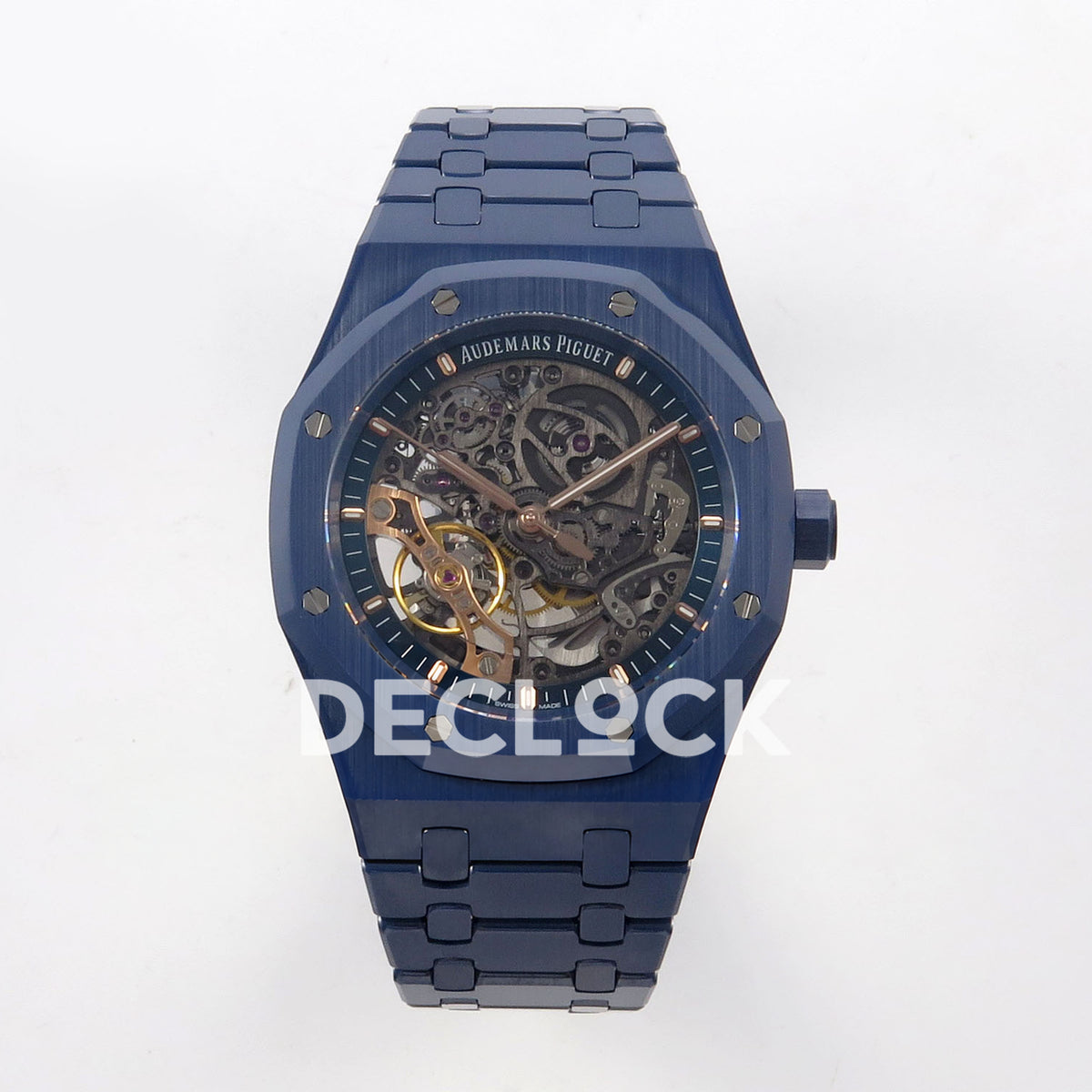 Audemars Piguet Royal Oak Openworked 15416CD DDF replica - original dark openworked dial and blue ceramic bracelet