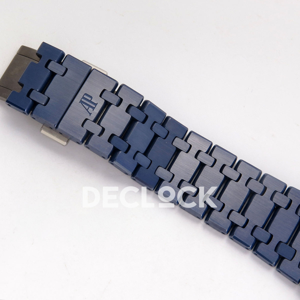 Audemars Piguet Royal Oak Openworked 15416CD DDF replica - original AP clasp engraving and blue ceramic links