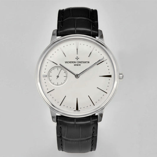 Vacheron Constantin Patrimony Date Rose Gold Black Dial on Brown Leather Strap Replica Watch