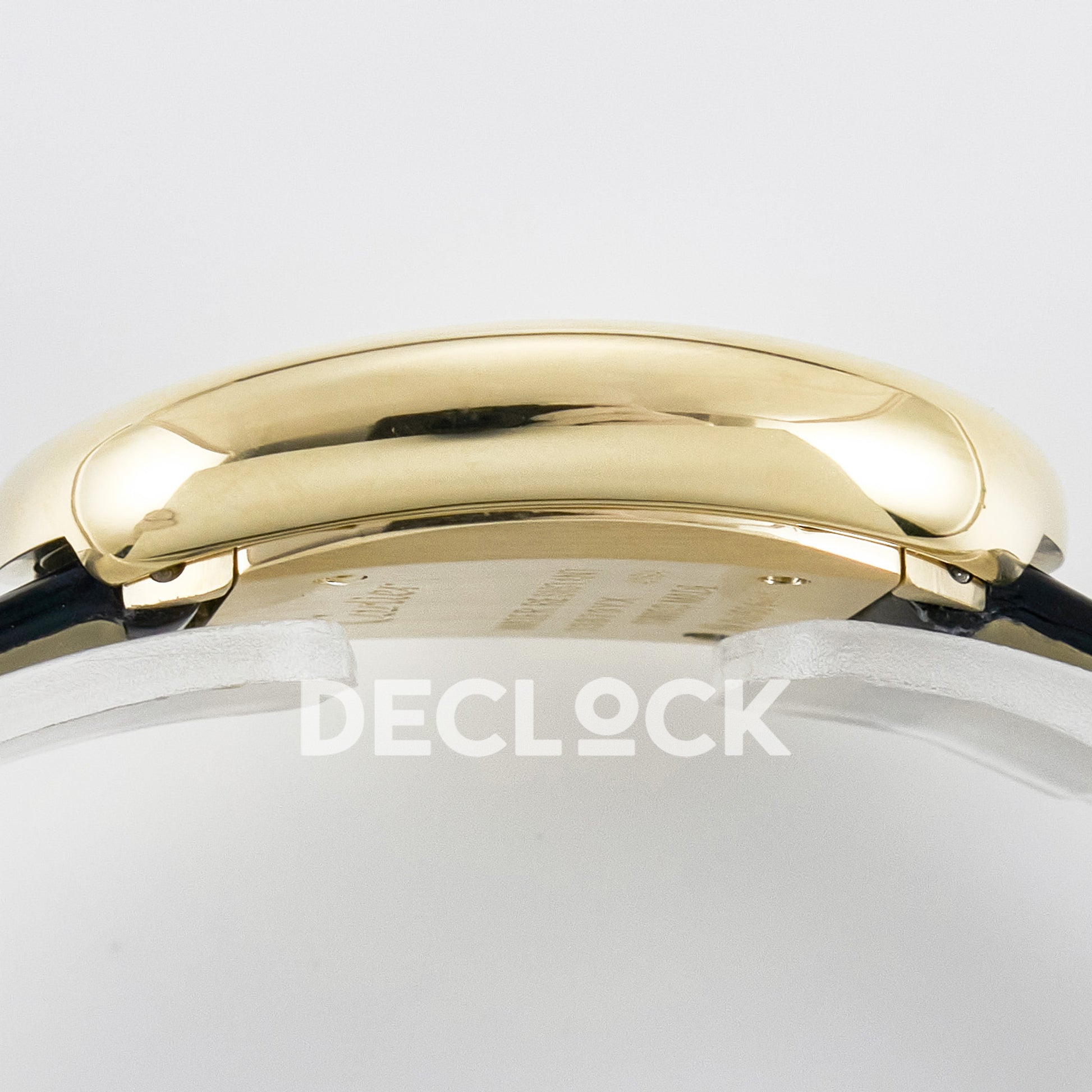 Cartier Baignoire Yellow Gold Plated 31x23mm Black Leather DRF Swiss Quartz