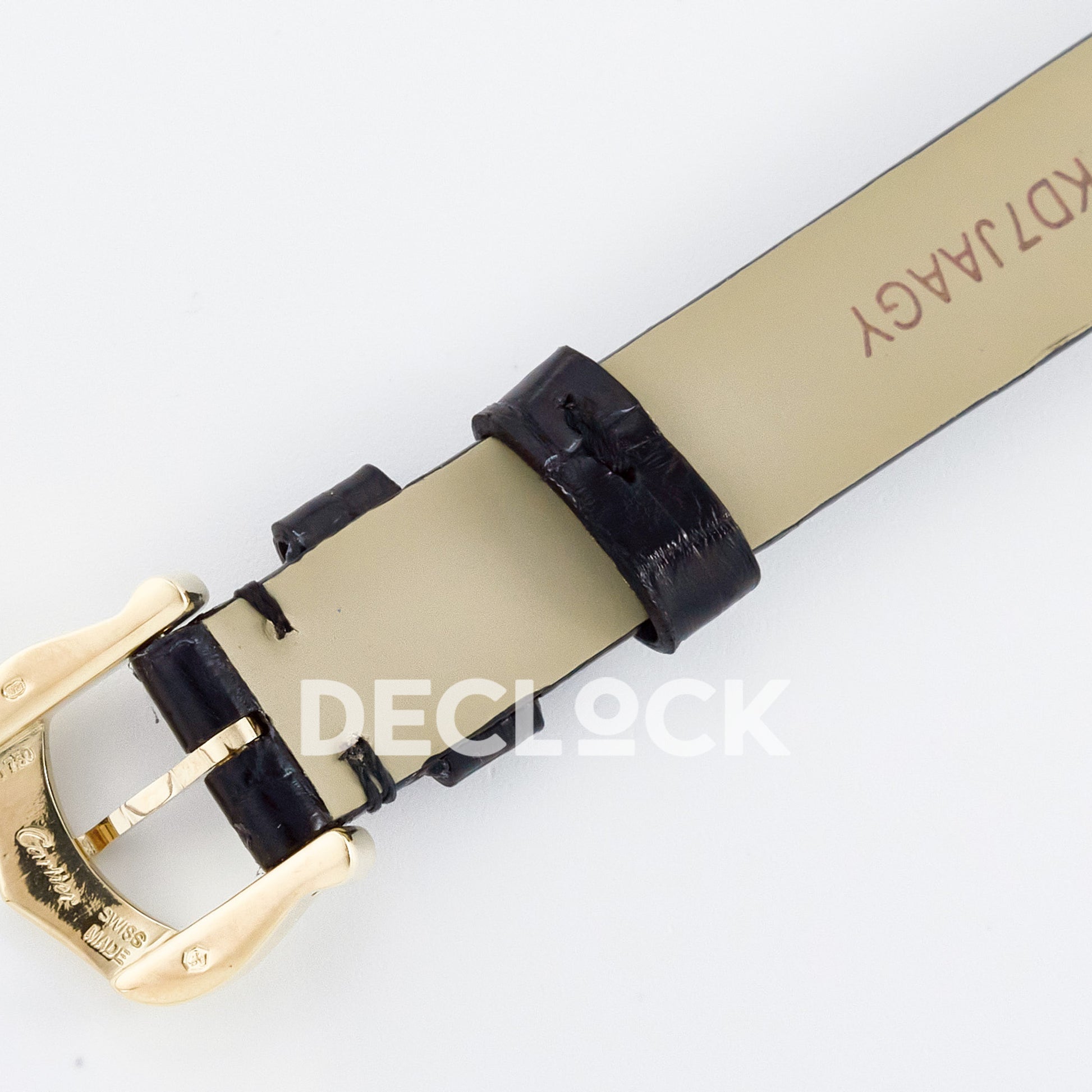 Cartier Baignoire Yellow Gold Plated 31x23mm Black Leather DRF Swiss Quartz