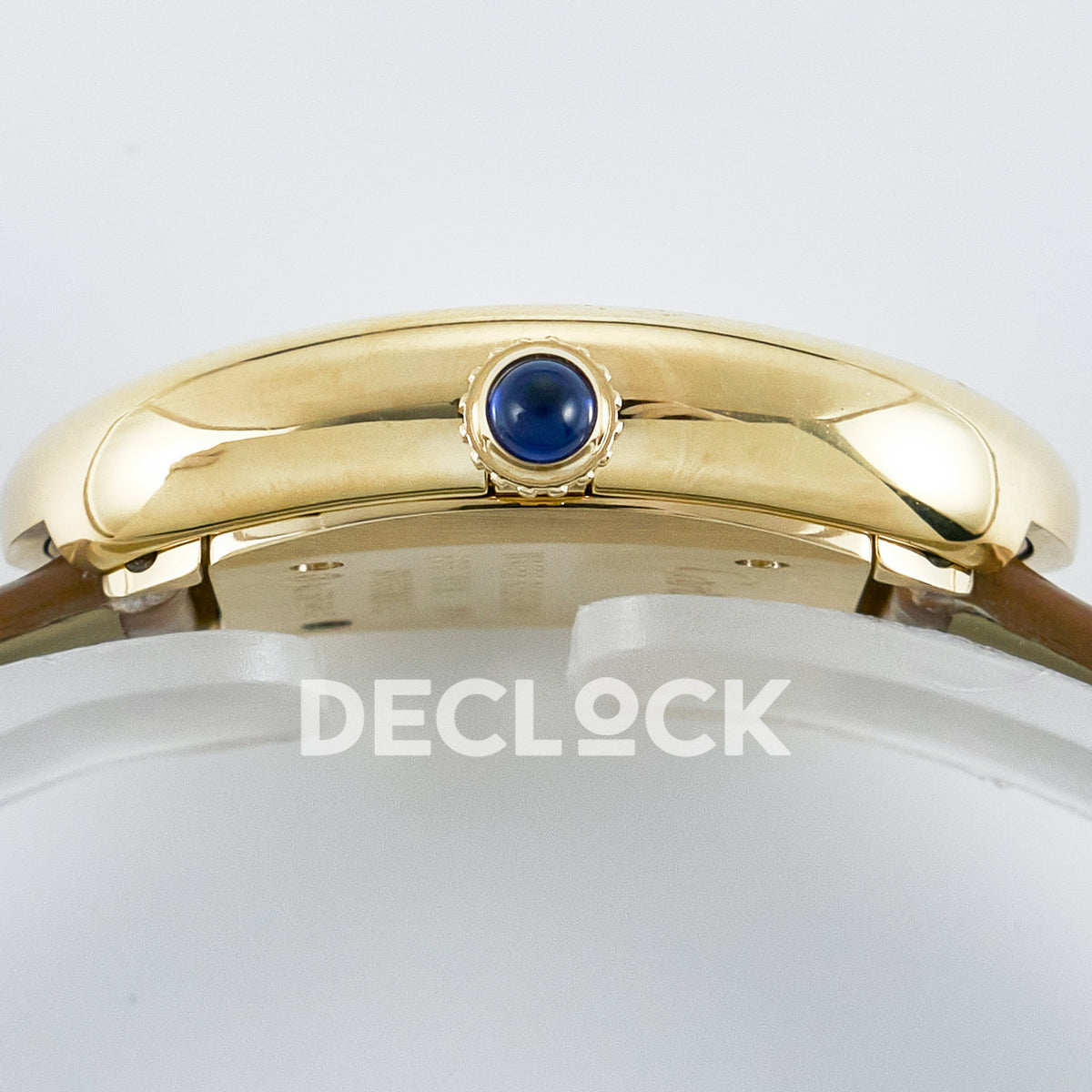 Cartier Baignoire Yellow Gold Plated 31x23mm Brown Leather DRF Swiss Quartz