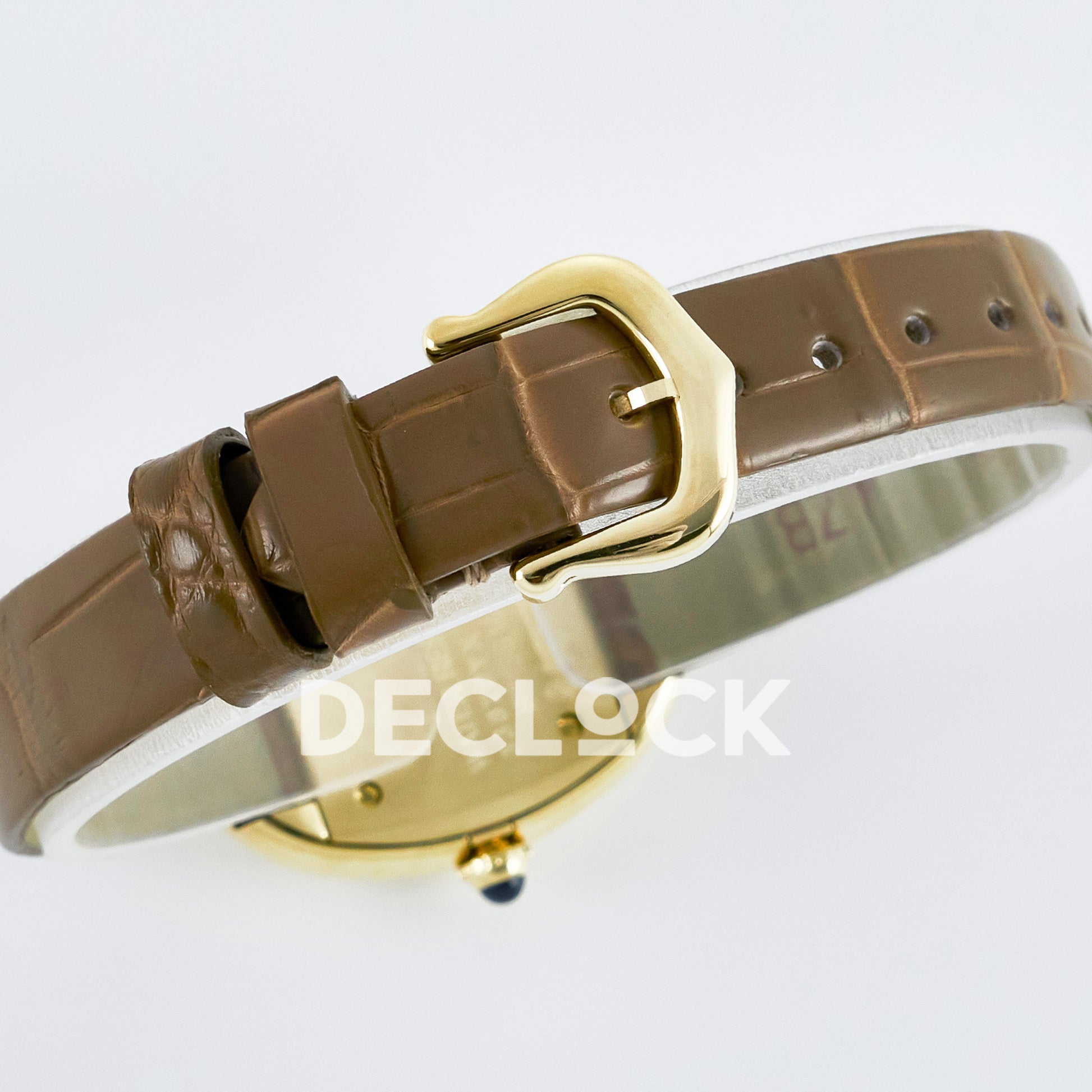 Cartier Baignoire Yellow Gold Plated 31x23mm Brown Leather DRF Swiss Quartz