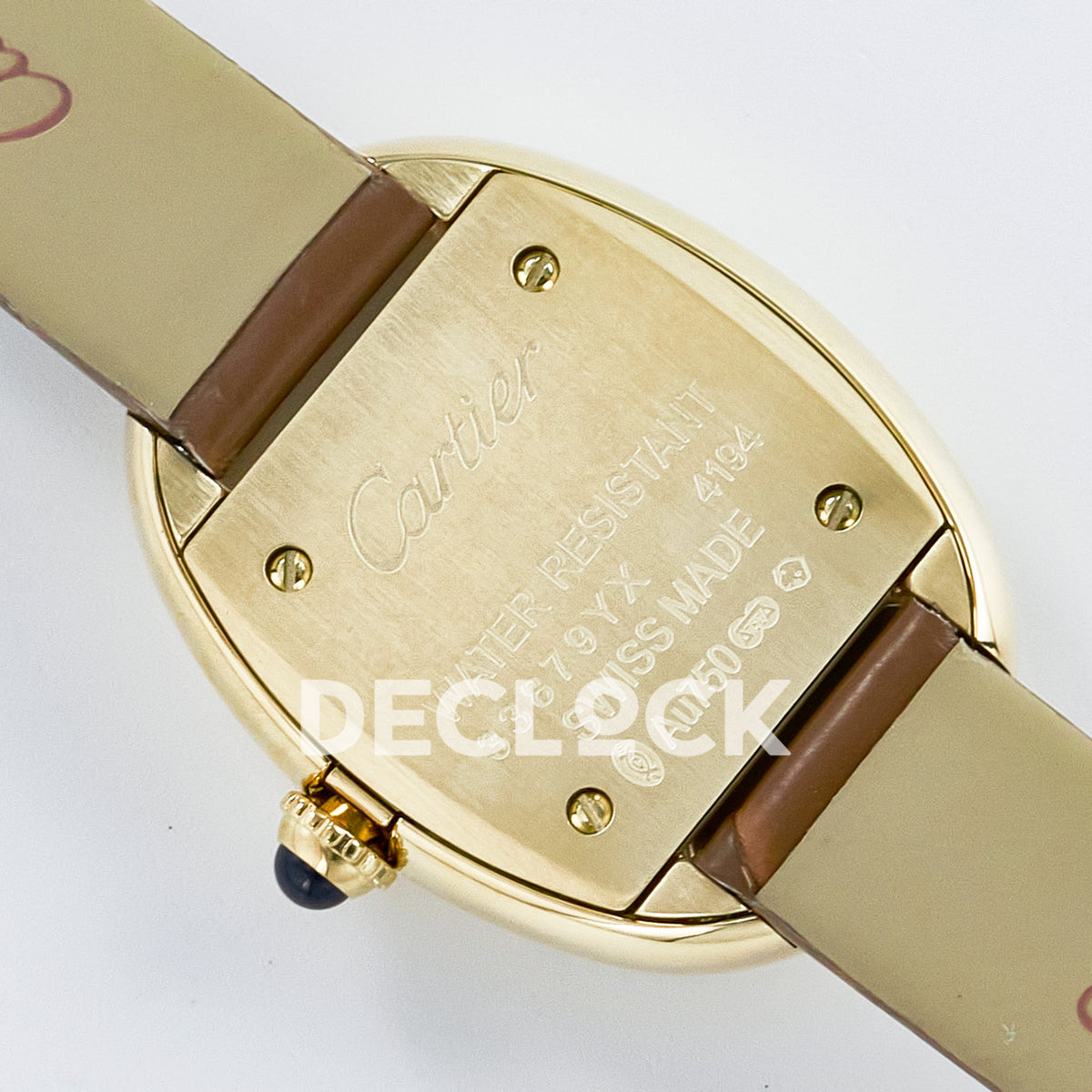 Cartier Baignoire Yellow Gold Plated 31x23mm Brown Leather DRF Swiss Quartz