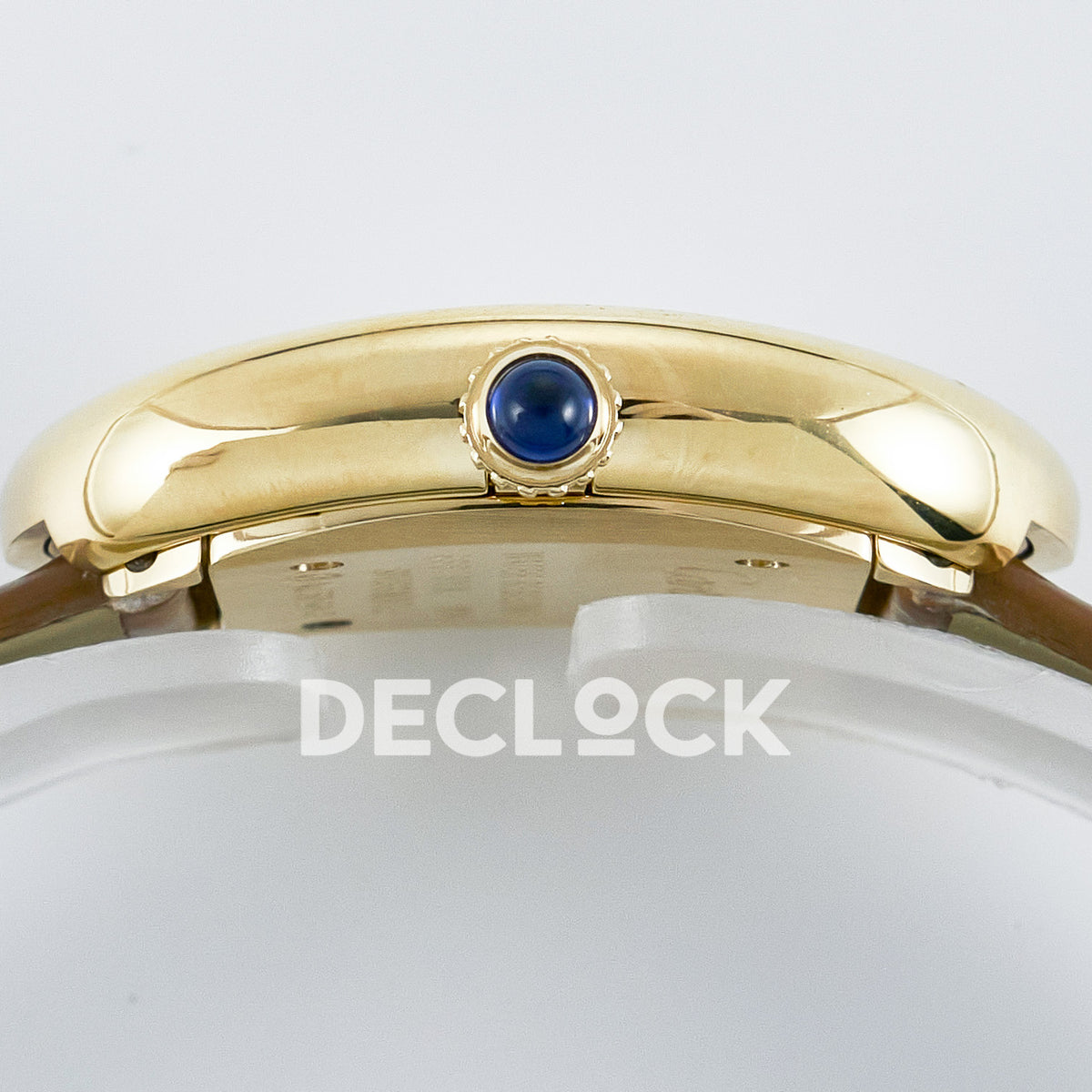 Cartier Baignoire Small 31x23mm Yellow Gold Silver Dial Brown Leather Asian AAA+ Replica – crown profile