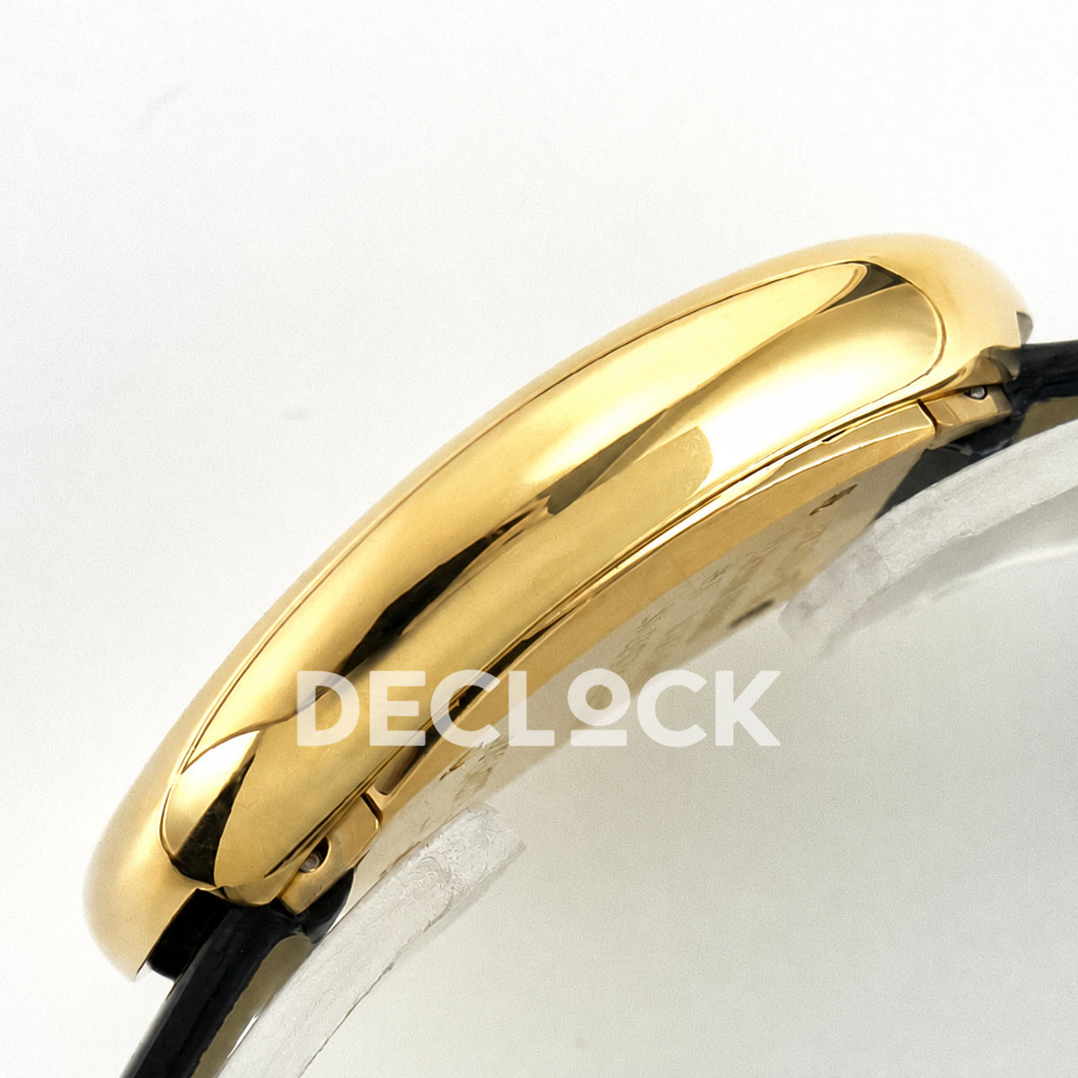 Cartier Baignoire Mini Yellow Gold Plated Black Leather Ronda Quartz