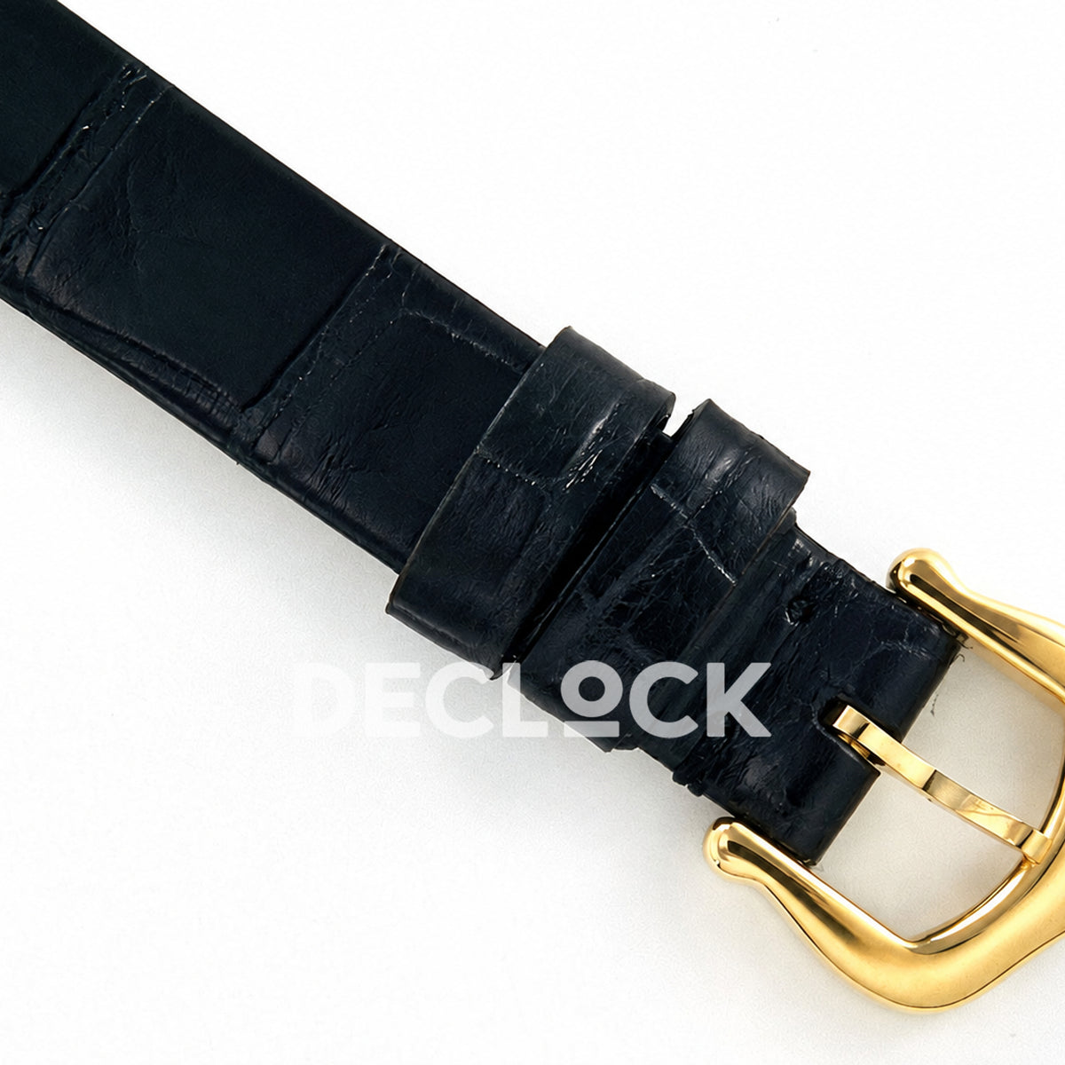 Cartier Baignoire Mini Yellow Gold Plated Black Leather Ronda Quartz