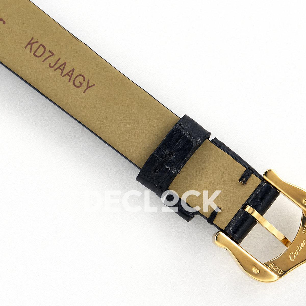 Cartier Baignoire Mini Yellow Gold Plated Black Leather Ronda Quartz