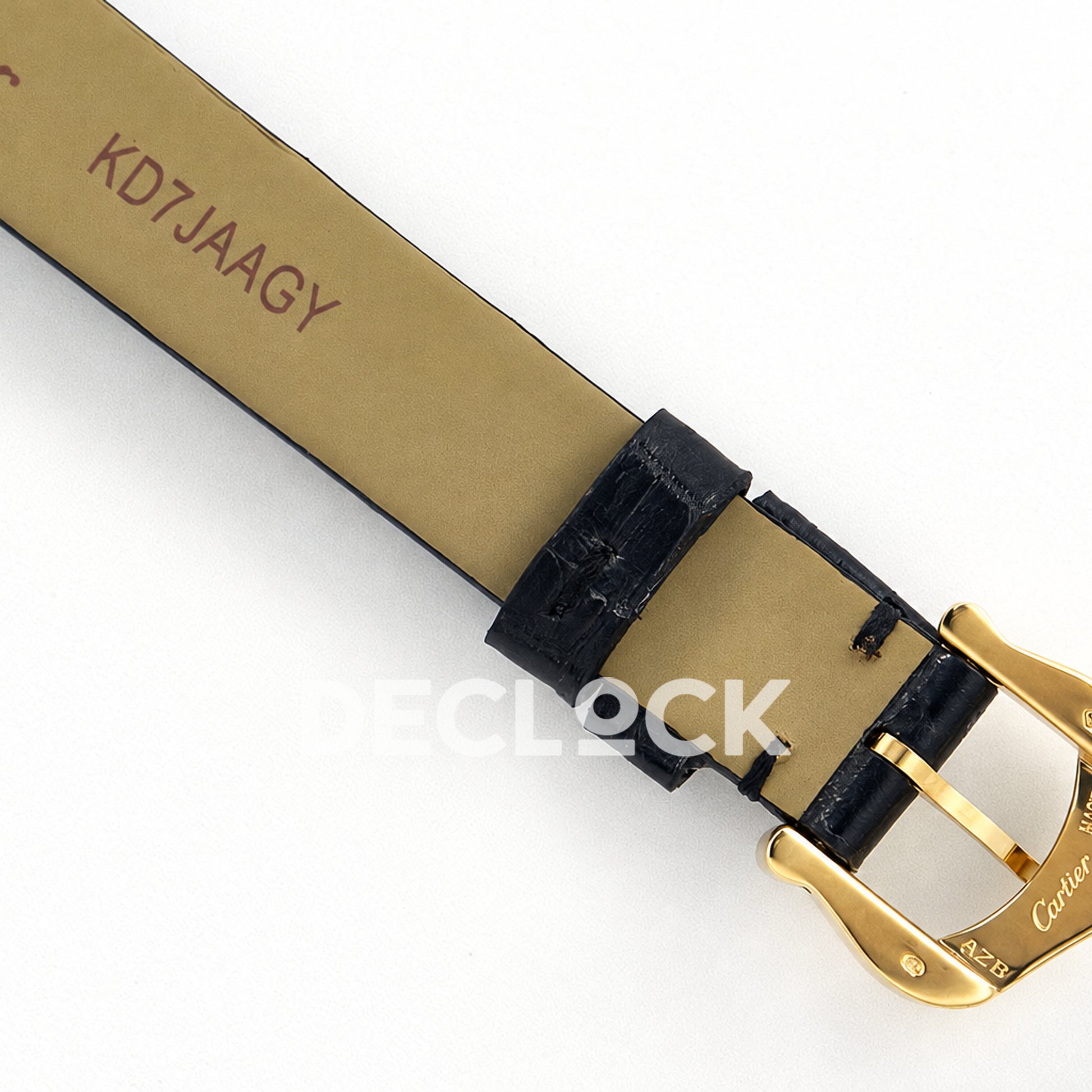 Cartier Baignoire Mini Yellow Gold Plated Black Leather Ronda Quartz