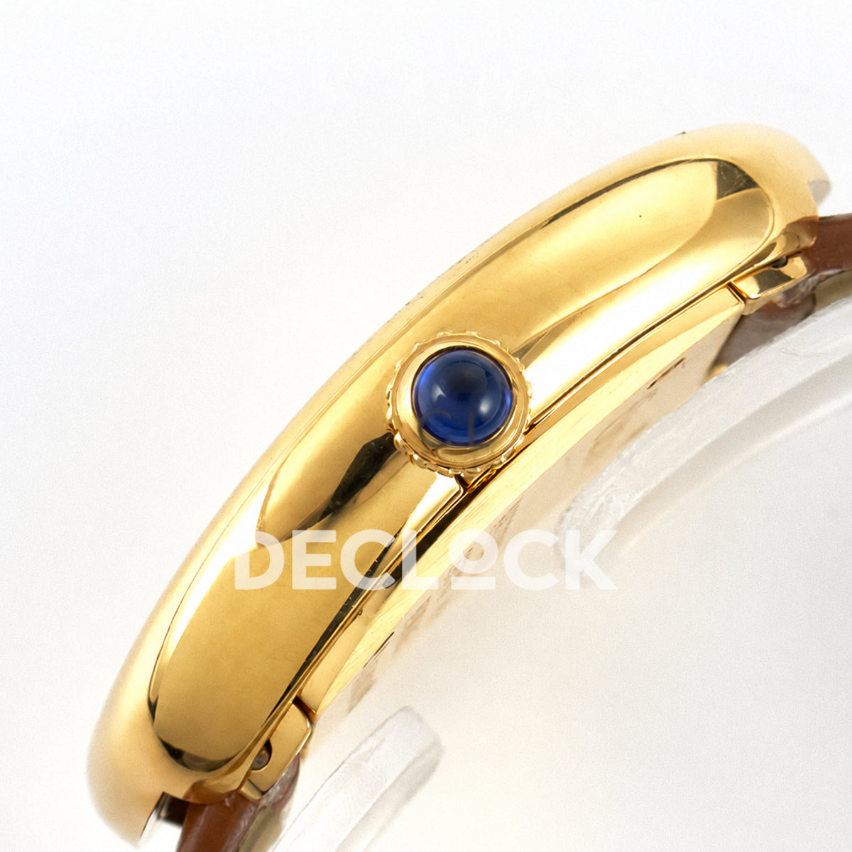Cartier Baignoire Mini Yellow Gold Plated Brown Leather Ronda Quartz