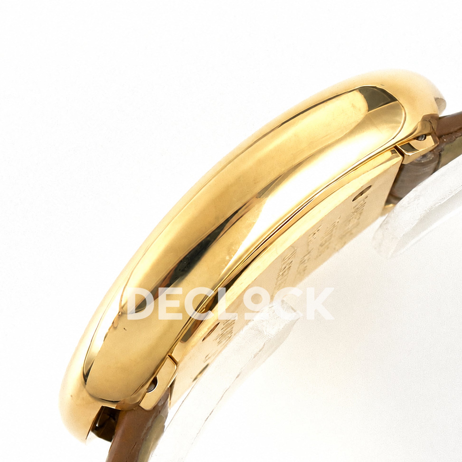 Cartier Baignoire Mini Yellow Gold Plated Brown Leather Ronda Quartz