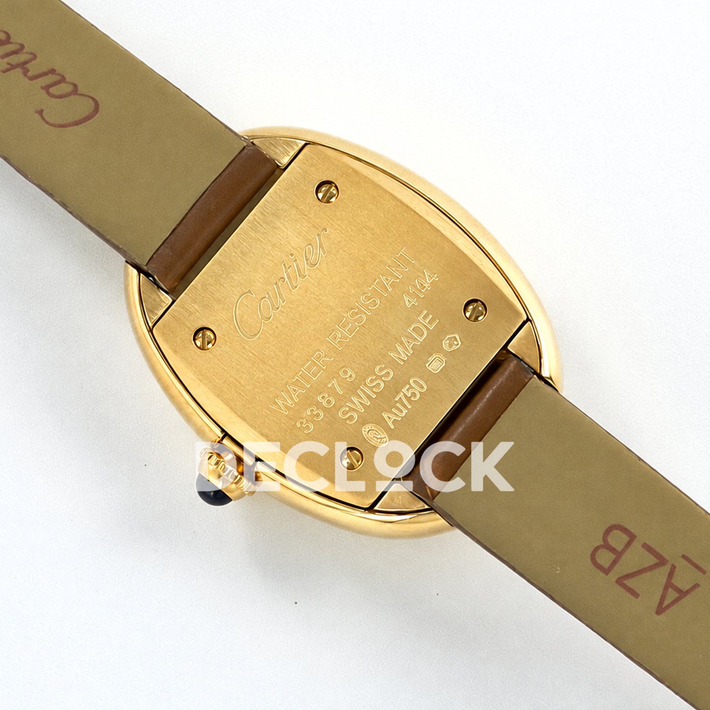Cartier Baignoire Mini Yellow Gold Plated Brown Leather Ronda Quartz