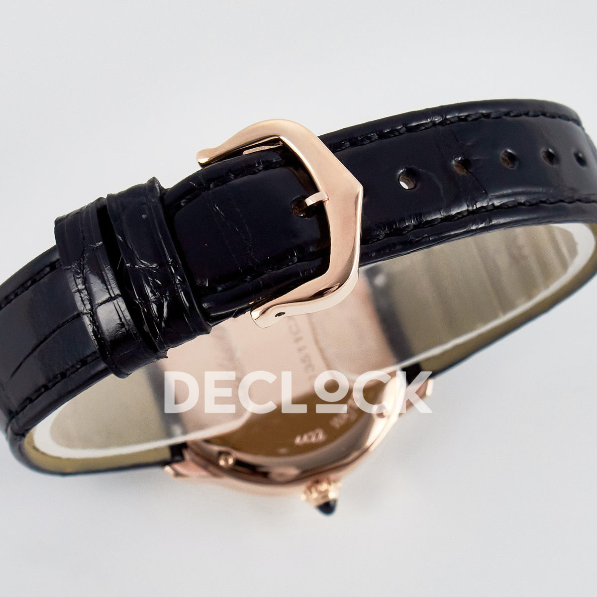 Cartier Ronde de Cartier 29mm Rose Gold White Dial Black Leather Asian AAA+ Replica – buckle