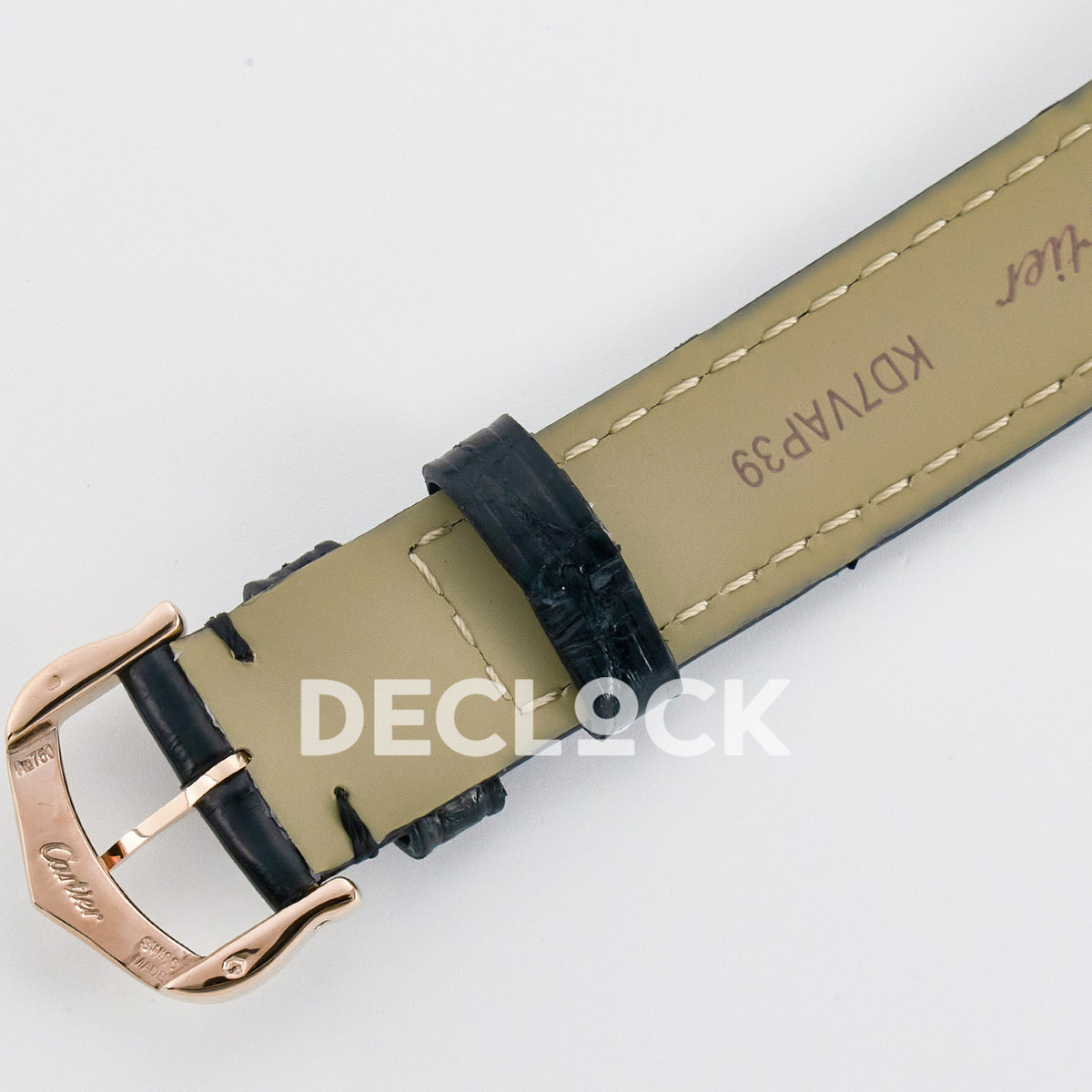 Cartier Ronde de Cartier 29mm Rose Gold White Dial Black Leather Asian AAA+ Replica – strap reverse