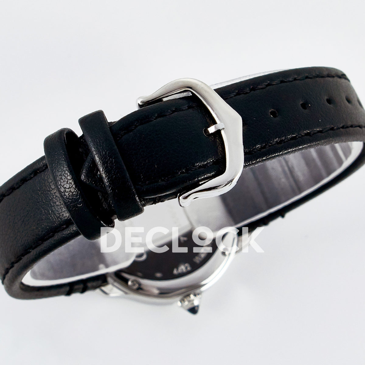 Cartier Ronde de Cartier 29mm Steel White Dial Black Leather Asian AAA+ Replica – buckle