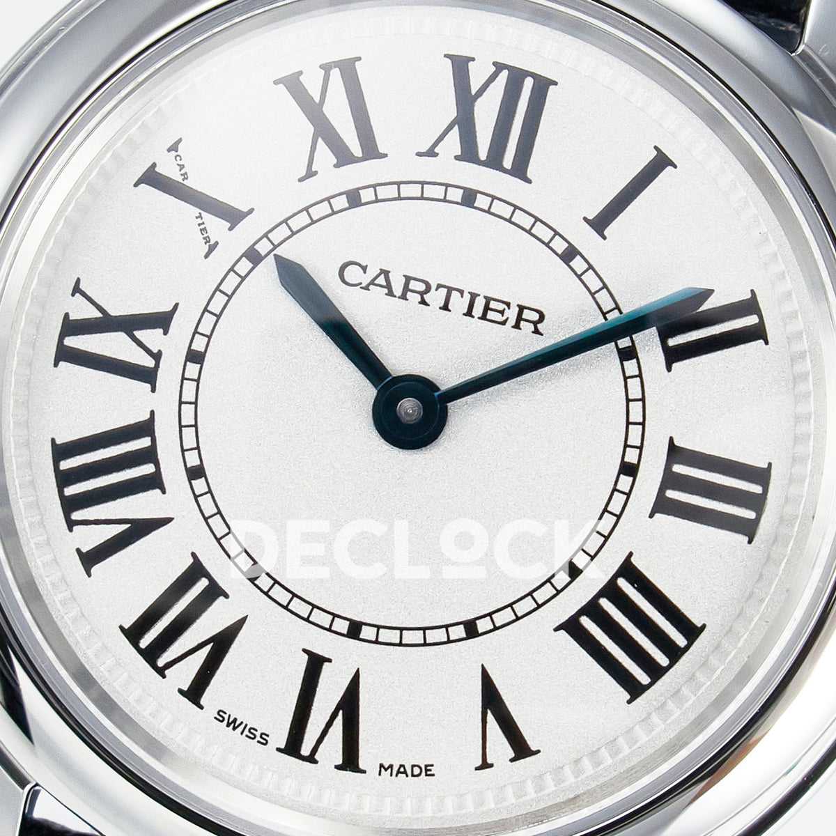 Cartier Ronde de Cartier 29mm Steel White Dial Black Leather Asian AAA+ Replica – dial detail