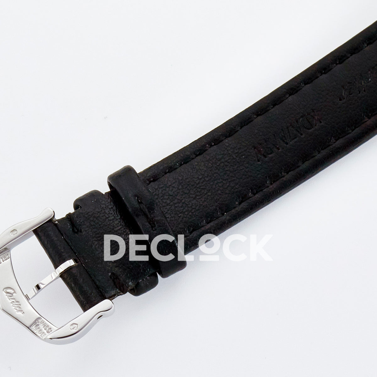 Cartier Ronde de Cartier 29mm Steel White Dial Black Leather Asian AAA+ Replica – strap reverse