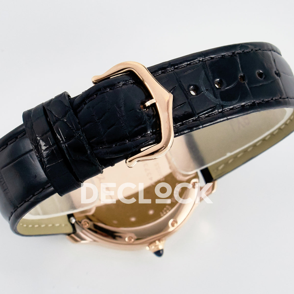 Cartier Ronde de Cartier 36mm Rose Gold White Dial Black Leather Asian AAA+ Replica – buckle