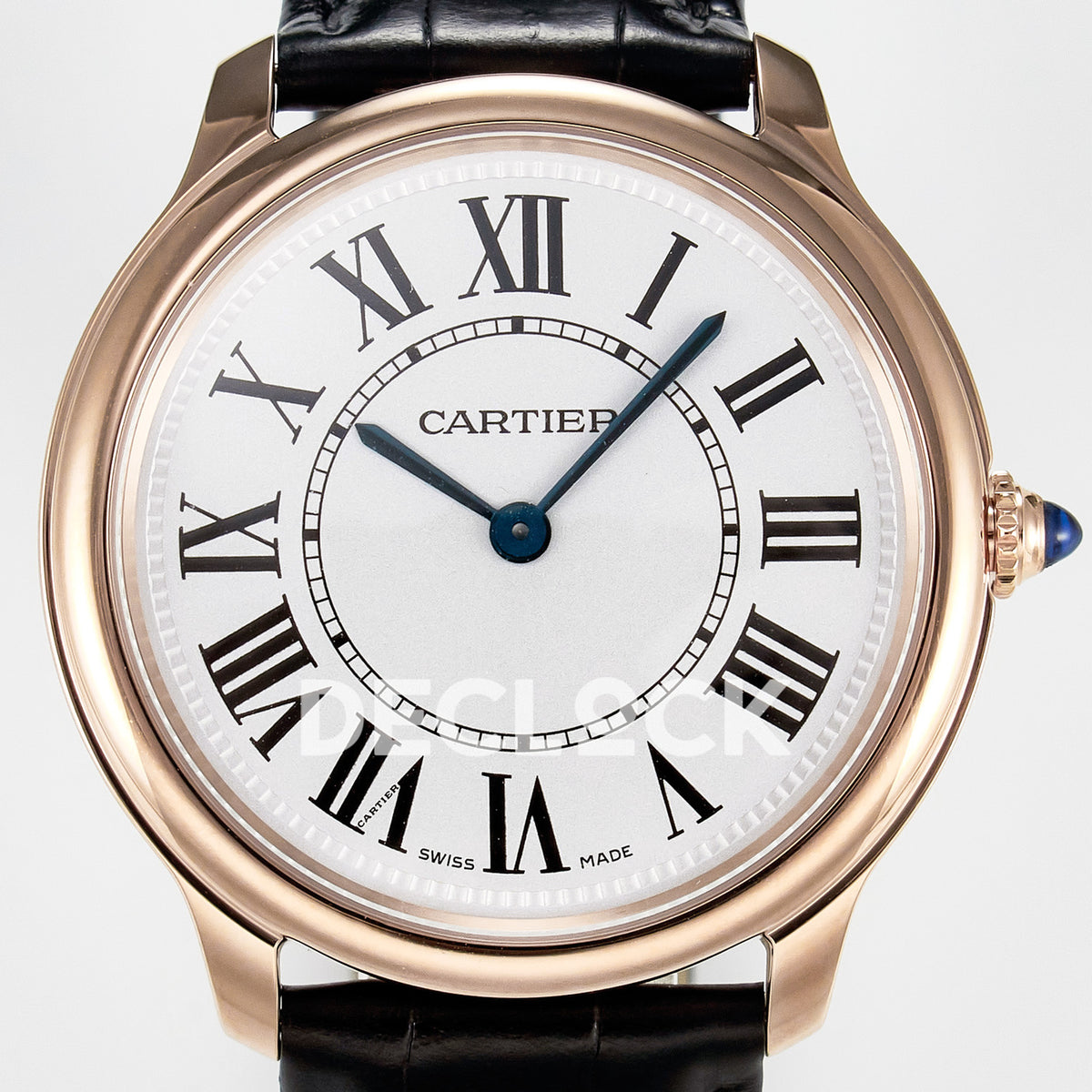 Cartier Ronde de Cartier 36mm Rose Gold White Dial Black Leather Asian AAA+ Replica – dial front