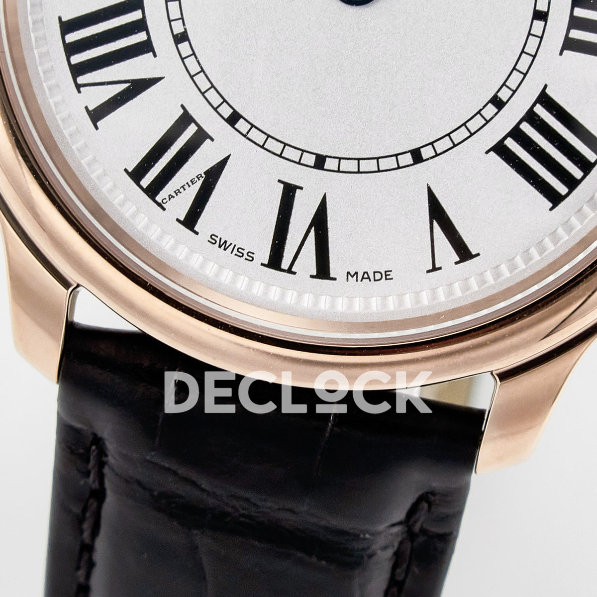 Cartier Ronde de Cartier 36mm Rose Gold White Dial Black Leather Asian AAA+ Replica – dial lower detail