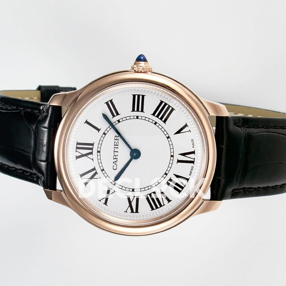 Cartier Ronde de Cartier 36mm Rose Gold White Dial Black Leather Asian AAA+ Replica – side angle