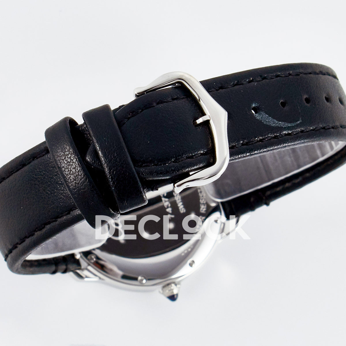 Cartier Ronde de Cartier 36mm Steel White Dial Black Leather Asian AAA+ Replica – buckle
