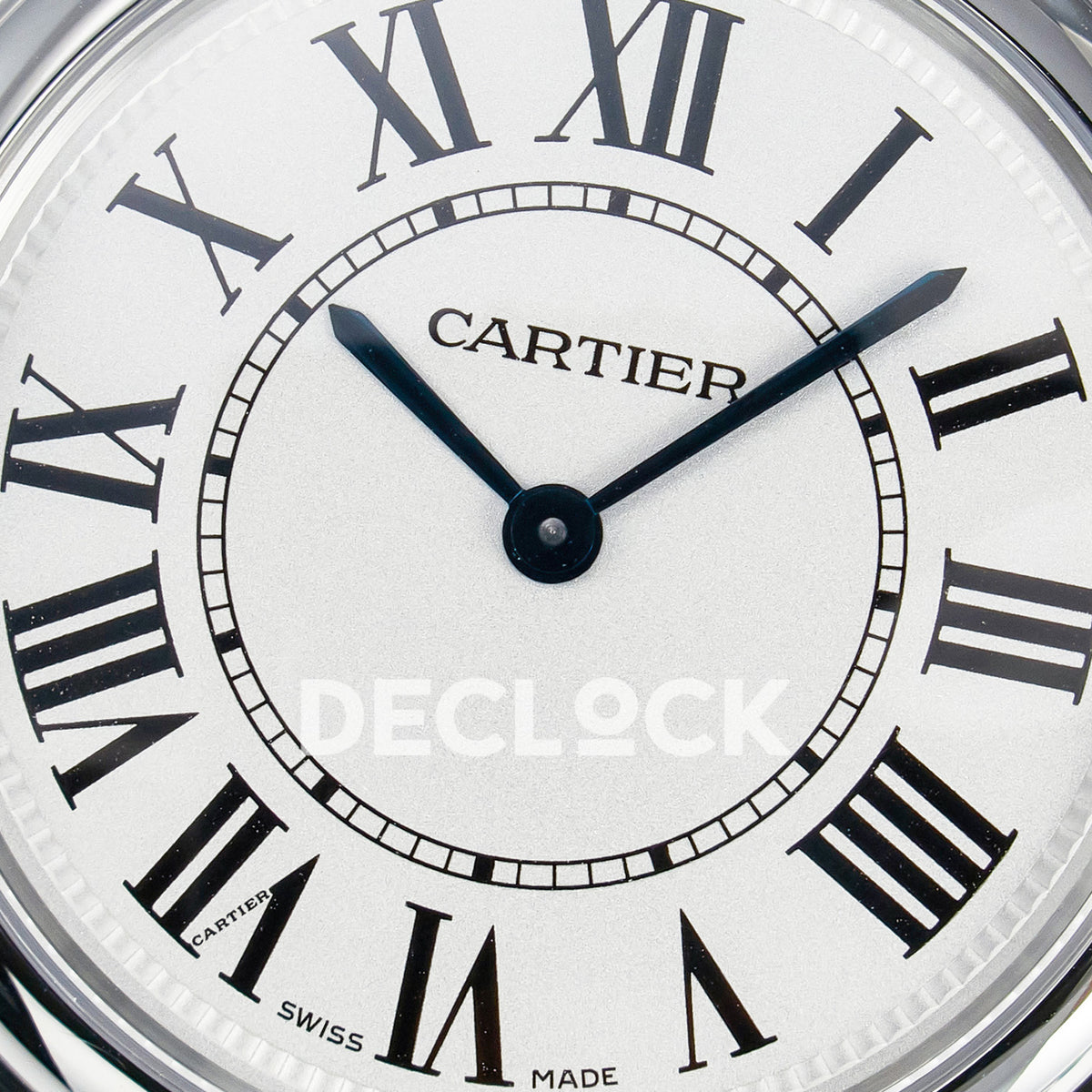 Cartier Ronde de Cartier 36mm Steel White Dial Black Leather Asian AAA+ Replica – dial detail