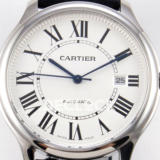 Cartier Ronde Louis 40mm White Dial, Black Leather, 40MM BSF replica - product view 02