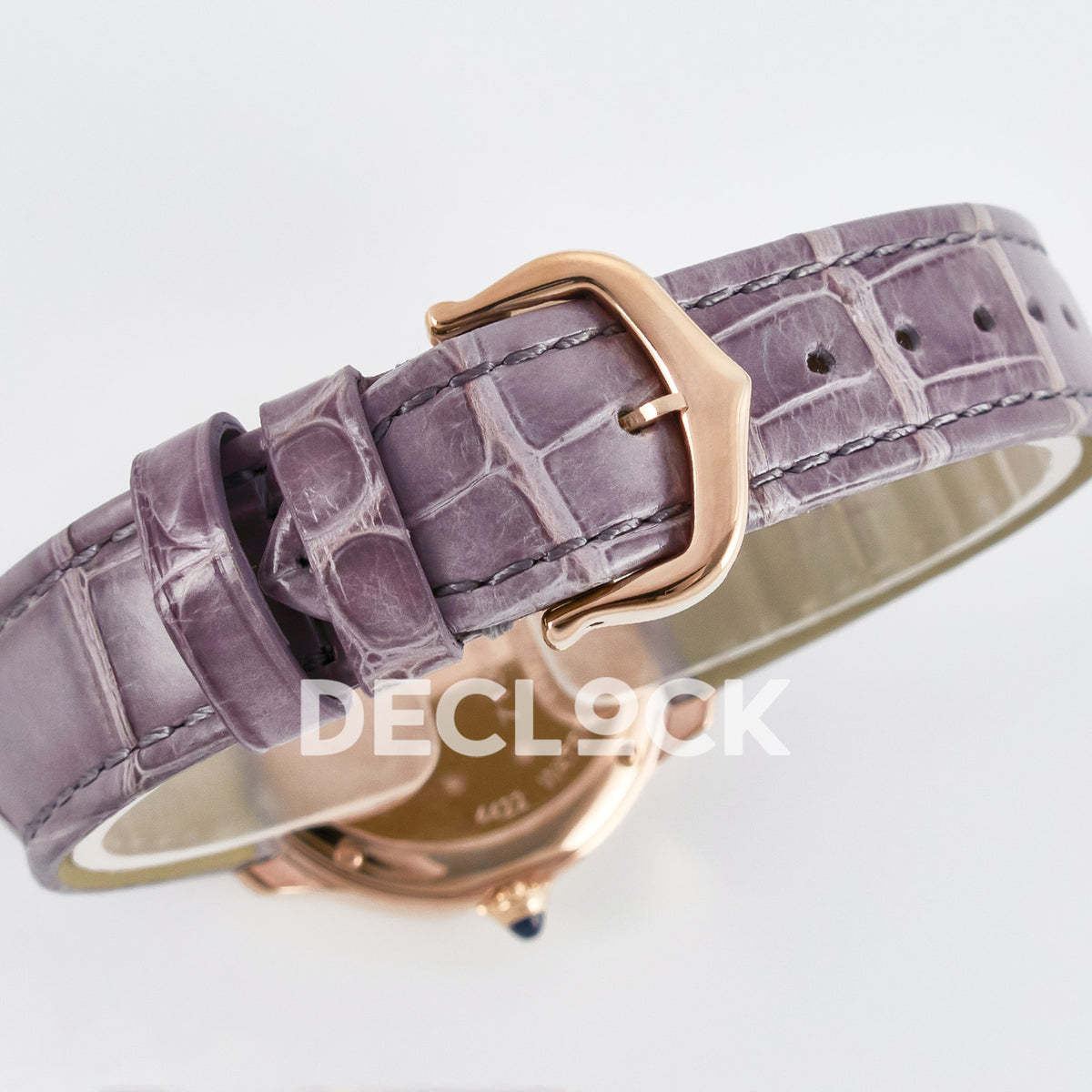Cartier Ronde Louis Cartier 29mm Rose Gold Beige Dial Purple Leather Asian AAA+ Replica – buckle