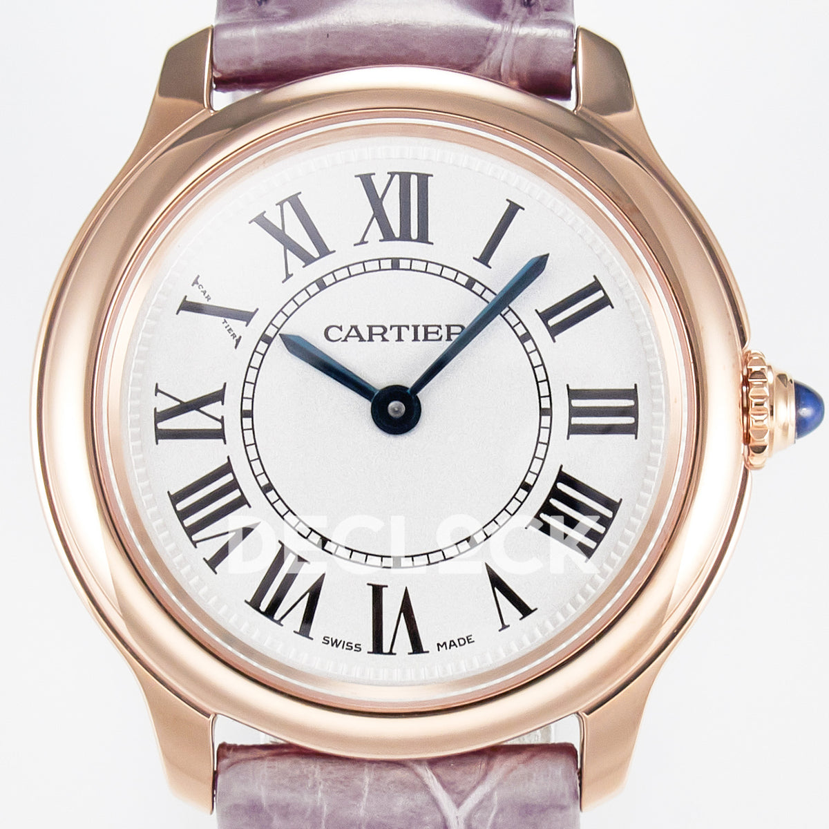 Cartier Ronde Louis Cartier 29mm Rose Gold Beige Dial Purple Leather Asian AAA+ Replica – dial front
