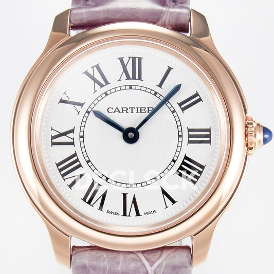 Cartier Ronde Louis Cartier 29mm Rose Gold Beige Dial Purple Leather Asian AAA+ Replica – dial front