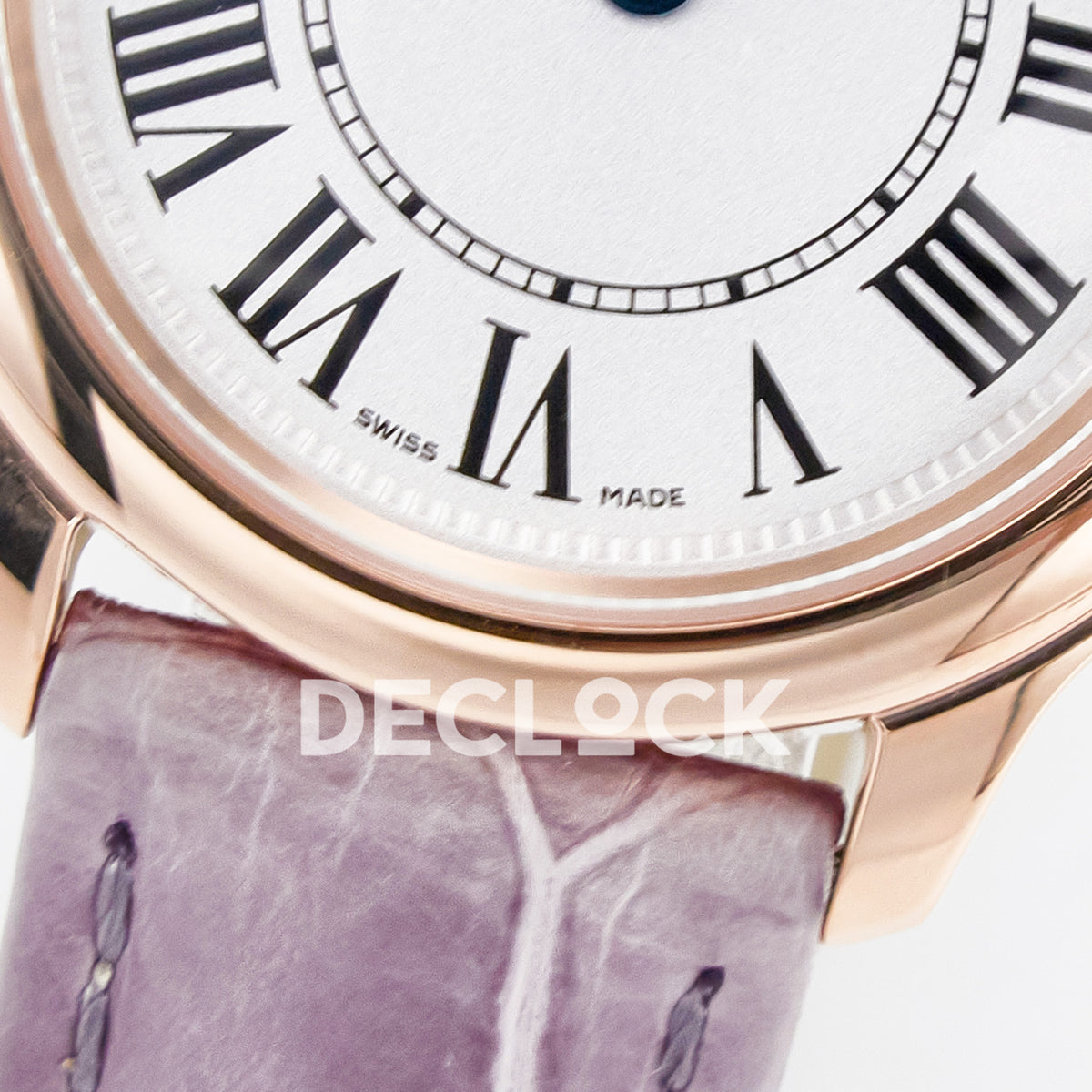 Cartier Ronde Louis Cartier 29mm Rose Gold Beige Dial Purple Leather Asian AAA+ Replica – dial lower detail
