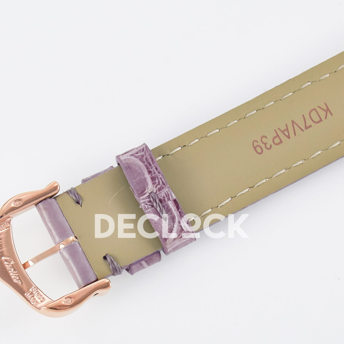 Cartier Ronde Louis Cartier 29mm Rose Gold Beige Dial Purple Leather Asian AAA+ Replica – strap reverse