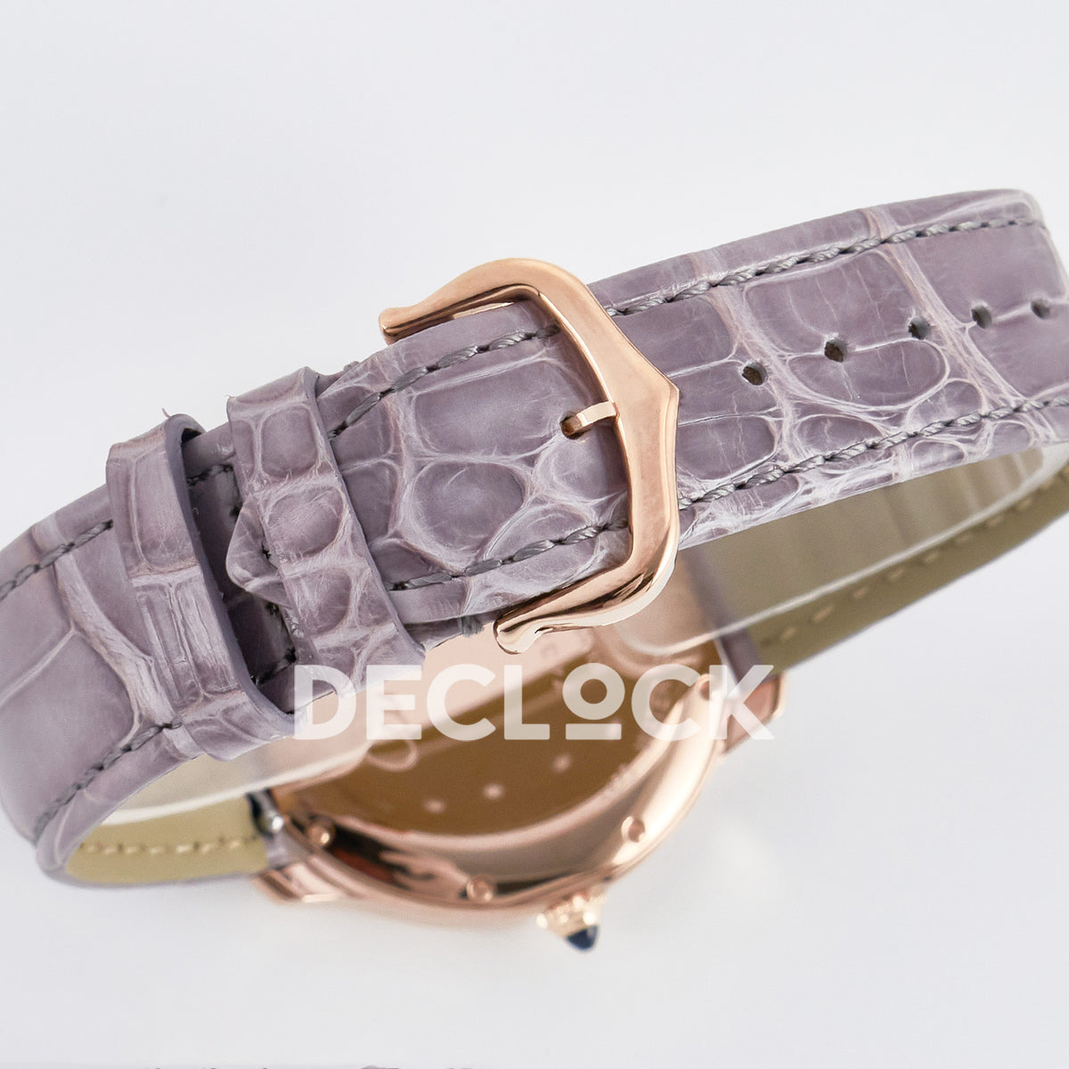 Cartier Ronde Louis Cartier 36mm Rose Gold Beige Dial Purple Leather Asian AAA+ Replica – buckle