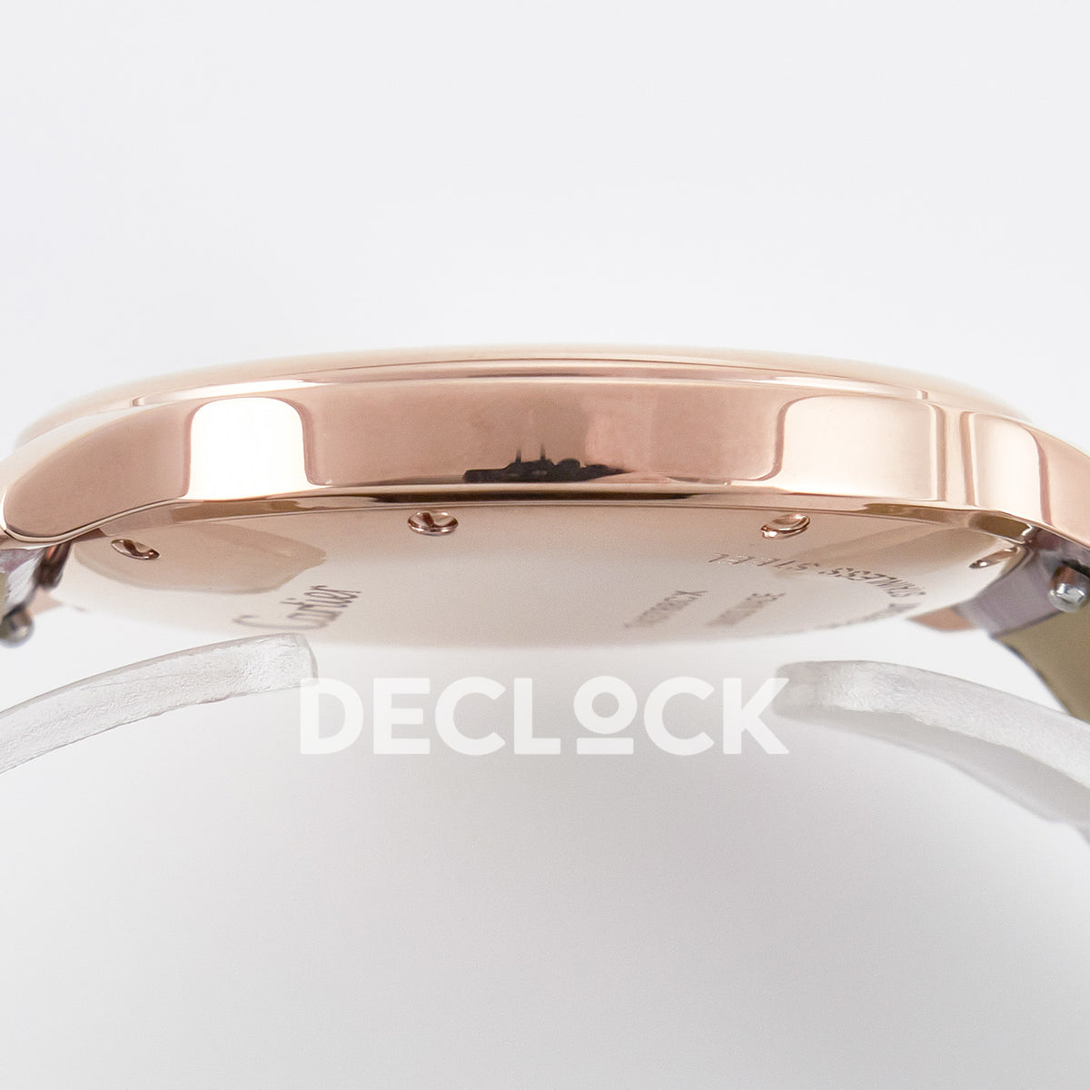 Cartier Ronde Louis Cartier 36mm Rose Gold Beige Dial Purple Leather Asian AAA+ Replica – case side