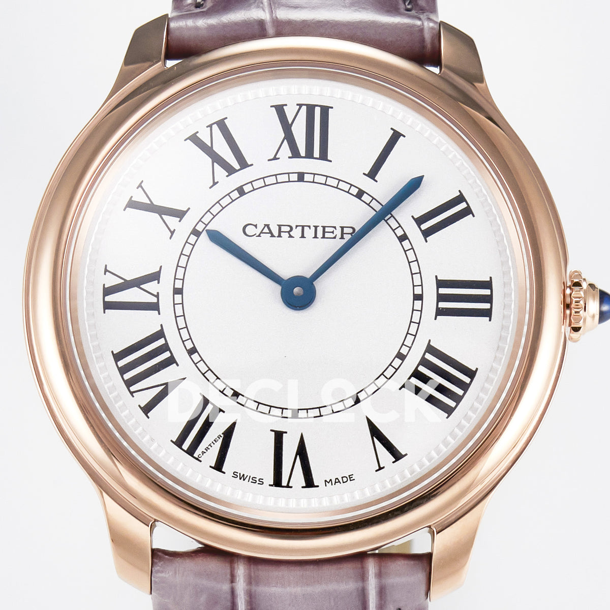 Cartier Ronde Louis Cartier 36mm Rose Gold Beige Dial Purple Leather Asian AAA+ Replica – dial front