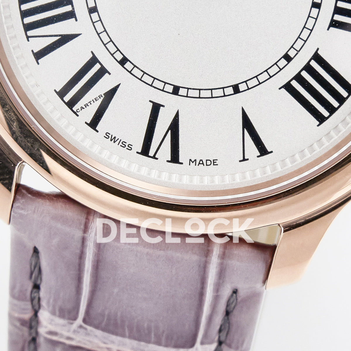 Cartier Ronde Louis Cartier 36mm Rose Gold Beige Dial Purple Leather Asian AAA+ Replica – dial lower detail