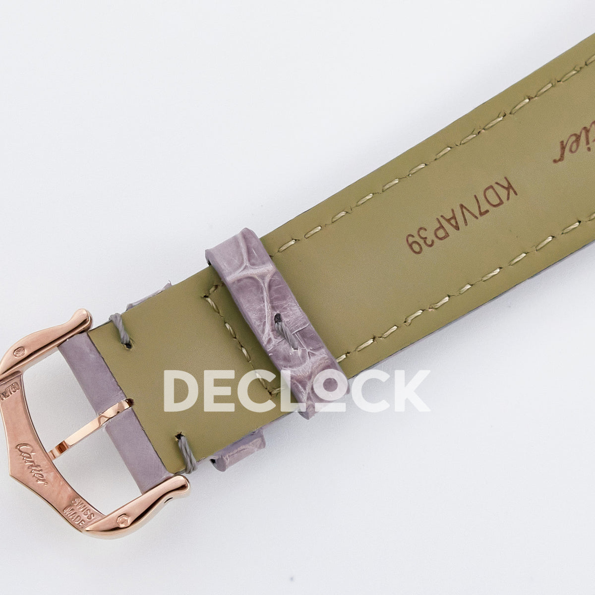 Cartier Ronde Louis Cartier 36mm Rose Gold Beige Dial Purple Leather Asian AAA+ Replica – strap reverse